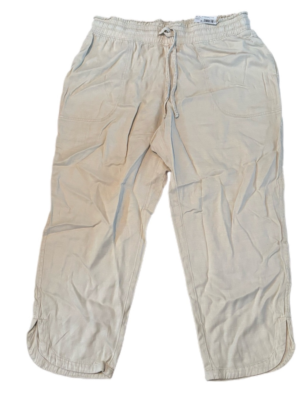 Sonoma Cream Drawstring Cropped Ribbed Pants Large